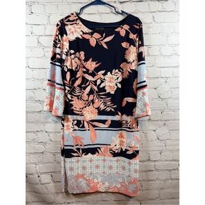 Enfocus Studio‎ Floral Print Dress Long Sleeve Casual Career Size 14